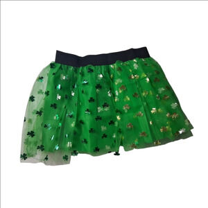 New St Patricks Day Green Tulle Tutu with Shamrock Accents